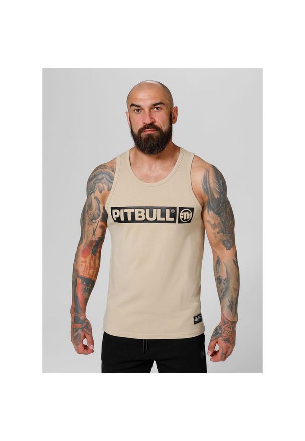 PITBULL - Tank męski Pitbull Top Slim Fit Hilltop. Typ kołnierza: kaptur. Kolor: beżowy, czarny, wielokolorowy