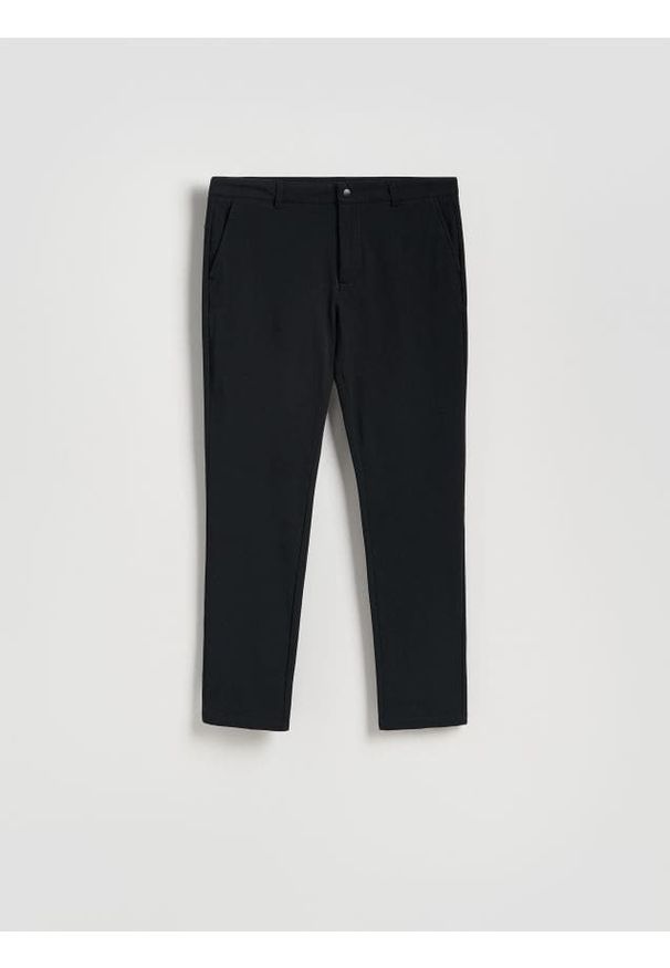 Reserved - Spodnie chino slim fit - czarny. Kolor: czarny. Materiał: tkanina, bawełna