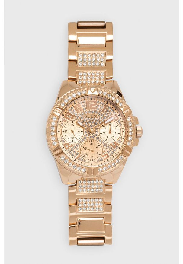 Guess zegarek damski kolor różowy. Kolor: różowy. Materiał: materiał