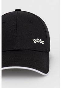 BOSS - Boss czapka Athleisure 50468257 kolor czarny gładka. Kolor: czarny. Materiał: bawełna. Wzór: gładki #3