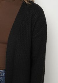 Born2be - Czarny Niezapinany Kardigan z Bawełną o Długim Kroju Asorisse. Okazja: na co dzień. Kolor: czarny. Materiał: bawełna. Długość: długie. Styl: casual, elegancki #2