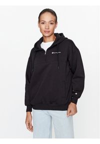 Champion Bluza Hooded Half Zip Sweatshirt 116581 Czarny Oversize. Kolor: czarny. Materiał: syntetyk, bawełna