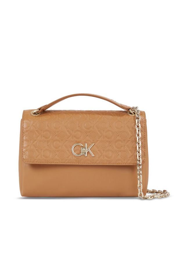 Calvin Klein Torebka Re-Lock Ew Conv Crossbody-Emb K60K611533 Brązowy. Kolor: brązowy. Materiał: skórzane