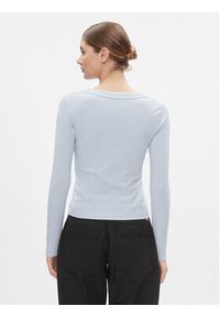 Tommy Jeans Bluzka Tjw Slim Badge Rib Tee Ls DW0DW17397 Błękitny Slim Fit. Kolor: niebieski. Materiał: bawełna