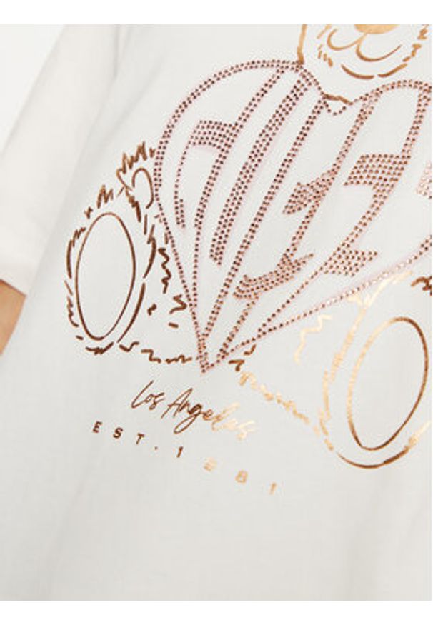 Guess T-Shirt V5RI09 I3Z14 Beżowy Regular Fit. Kolor: beżowy. Materiał: bawełna