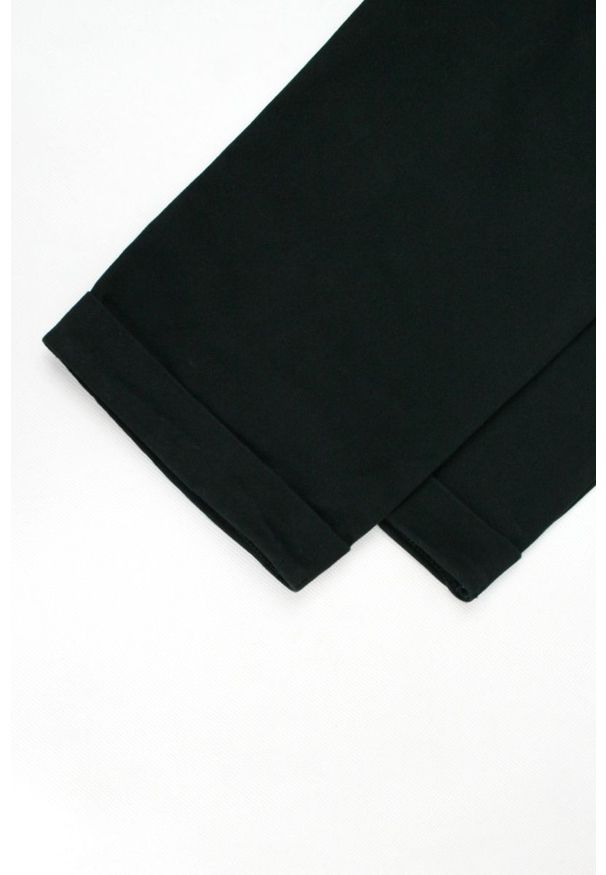 Chiao - Czarne Eleganckie, Męskie Spodnie, 100% BAWEŁNA -CHIAO- Chinosy, z Mankietami. Kolor: czarny. Materiał: bawełna. Styl: elegancki