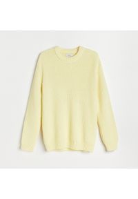 Reserved - Sweter o strukturalnym splocie - Żółty. Kolor: żółty. Wzór: ze splotem #1