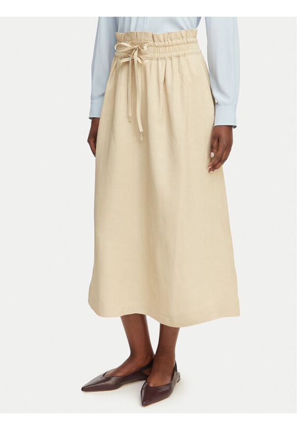 BOSS Spódnica trapezowa C_Vakola 50558615 Beżowy Regular Fit. Kolor: beżowy. Materiał: wiskoza