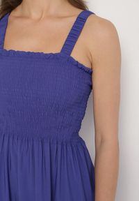 Born2be - Niebieska Rozkloszowana Sukienka na Ramiączkach z Wiskozy Miravelia. Okazja: na co dzień. Typ kołnierza: dekolt kwadratowy. Kolor: niebieski. Materiał: wiskoza. Długość rękawa: na ramiączkach. Typ sukienki: proste. Styl: casual #2