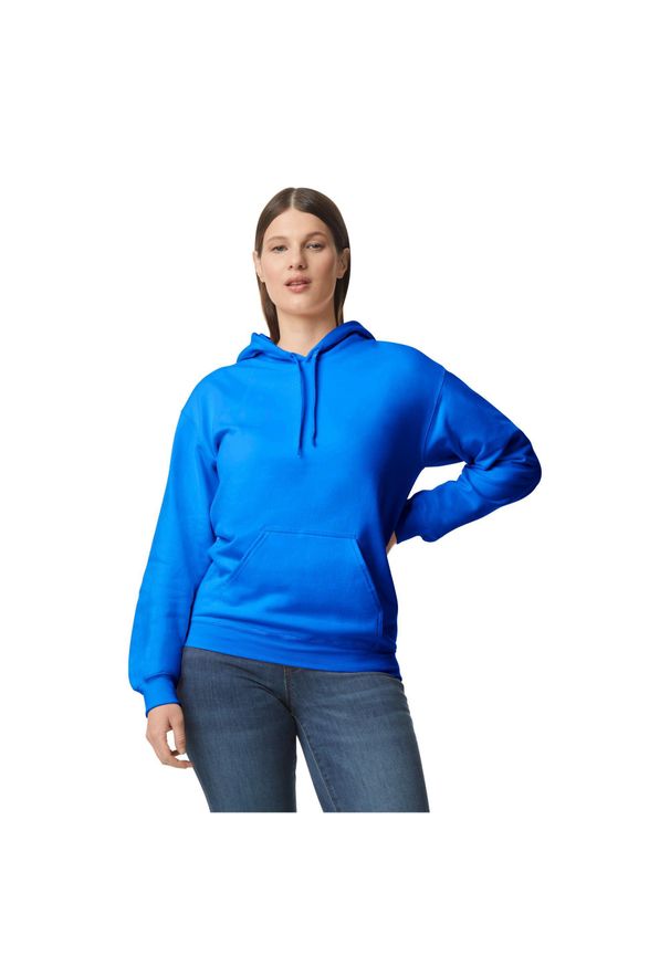 GILDAN - Bluza Z Kapturem Dla Dorosłych Unisex Softstyle Fleece Midweight. Typ kołnierza: kaptur. Kolor: niebieski. Materiał: poliester, bawełna