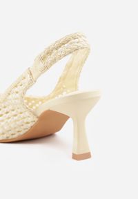 Renee - Żółte Plecione Czółenka Slingback na Szpilce z Ażurową Cholewką Hibiscae. Okazja: na co dzień. Kolor: żółty. Materiał: jeans. Szerokość cholewki: normalna. Wzór: ażurowy. Sezon: wiosna. Obcas: na szpilce. Styl: wizytowy, casual, elegancki #5