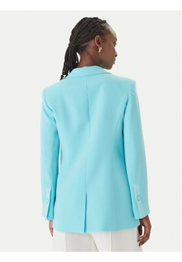 Marella Marynarka Giugno 2613041132 Turkusowy Regular Fit. Kolor: turkusowy. Materiał: acetat