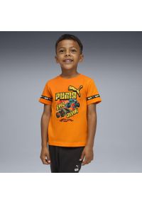 Puma - Koszulka dziecięca PUMA × HOT WHEELS™ MONSTER TRUCKS PUMA Orange Glo. Kolor: pomarańczowy, wielokolorowy, żółty. Sport: joga i pilates