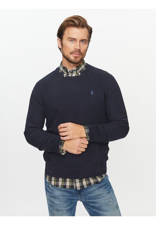 Polo Ralph Lauren Sweter 710918163001 Granatowy Regular Fit. Typ kołnierza: polo. Kolor: niebieski. Materiał: bawełna