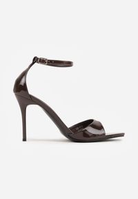 Born2be - Brązowe Eleganckie Sandały Lakierowane na Szpilce ze Sprzączką i Noskiem w Szpic Liviana. Okazja: na co dzień. Zapięcie: sprzączka. Kolor: brązowy. Materiał: lakier. Obcas: na szpilce. Styl: elegancki #9