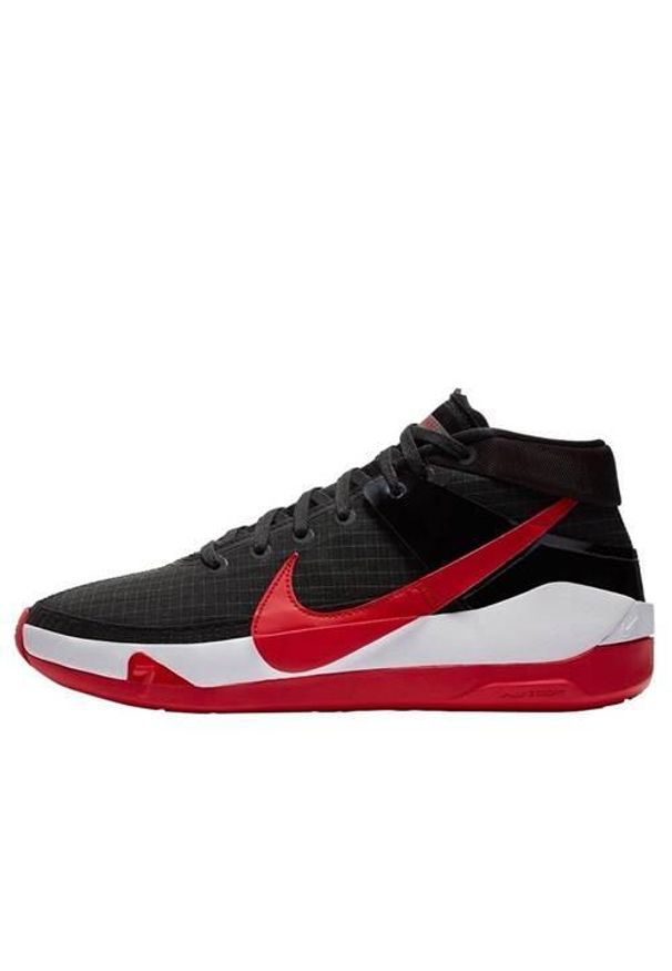 Buty koszykarskie męskie Nike KD 13 Bred. Wysokość cholewki: za kostkę. Zapięcie: sznurówki. Kolor: czerwony, wielokolorowy. Materiał: materiał, syntetyk, tkanina. Szerokość cholewki: normalna
