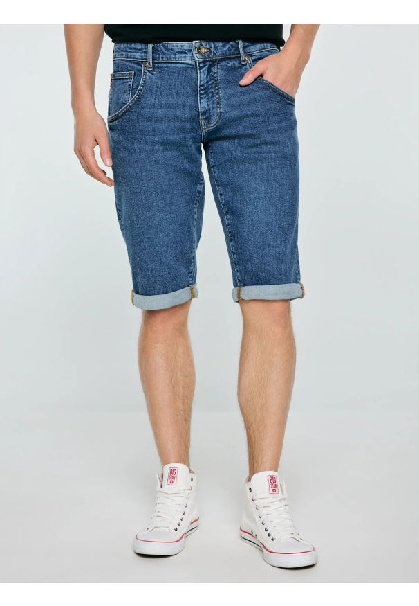 Big-Star - Szorty męskie jeansowe granatowe Conner 581. Okazja: na co dzień. Kolor: niebieski. Materiał: jeans. Sezon: lato. Styl: casual