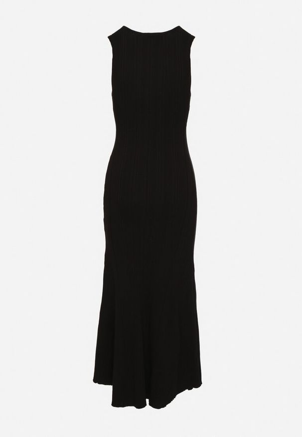 Born2be - Czarna Wiskozowa Sukienka Sweterkowa z Ozdobnymi Guzikami Lunarelle. Okazja: na co dzień. Kolor: czarny. Materiał: wiskoza. Wzór: aplikacja. Styl: klasyczny, casual, elegancki