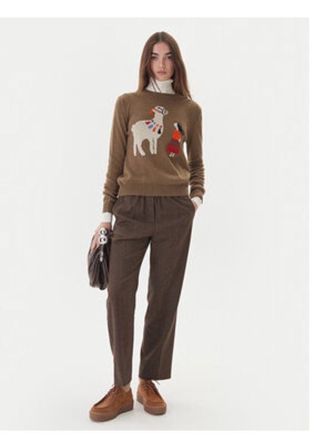 Weekend Max Mara Sweter Nitra 2525366292 Brązowy Regular Fit. Kolor: brązowy. Materiał: syntetyk