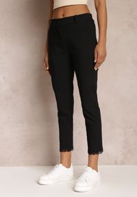 Renee - Czarne Materiałowe Spodnie Cygaretki Riandra. Kolor: czarny. Materiał: materiał. Wzór: koronka #3