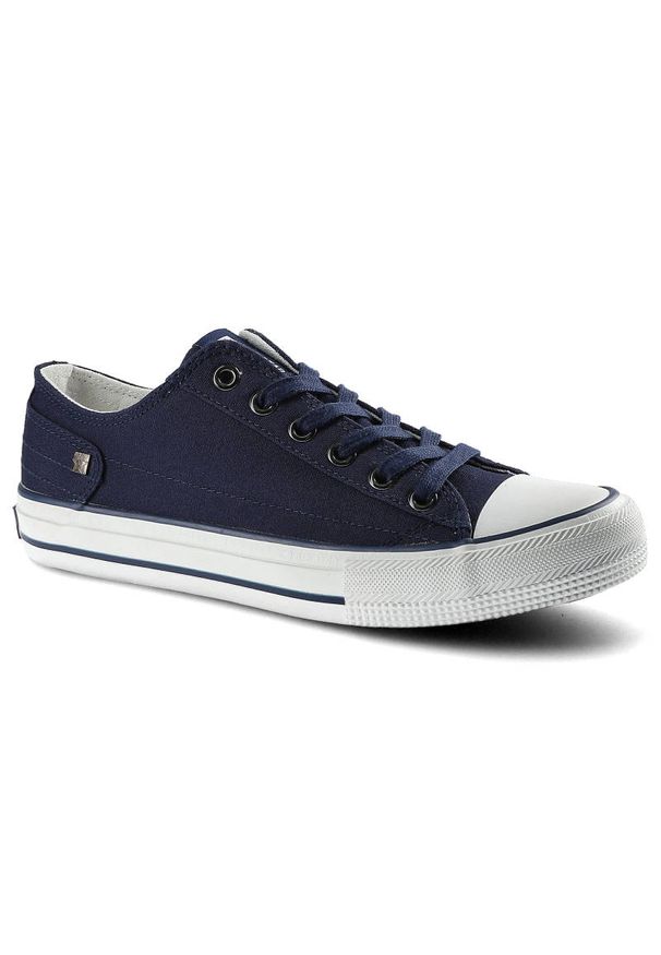 Big-Star - Granatowe Trampki Big Star Damskie Modne Obuwie. Okazja: na co dzień, do pracy, na spacer. Zapięcie: pasek. Kolor: niebieski. Materiał: guma, jeans, materiał. Szerokość cholewki: normalna. Styl: sportowy, klasyczny, casual