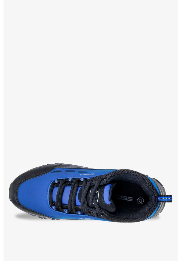 Casu - Niebieskie buty trekkingowe sznurowane softshell casu a2003-5. Okazja: na spacer. Kolor: czarny, wielokolorowy, niebieski. Materiał: softshell. Szerokość cholewki: normalna. Sport: turystyka piesza