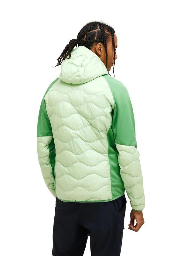 Kurtka Peak Performance puchowa męska Helium Down Hybrid Hood zielona - XXL. Kolor: zielony. Materiał: puch