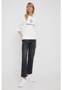 GANT - Gant bluza 4204680 damska kolor biały z aplikacją. Kolor: biały. Materiał: bawełna. Wzór: aplikacja #4