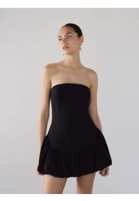 Reserved - Sukienka mini typu bombka - czarny. Kolor: czarny. Materiał: tkanina. Typ sukienki: bombki. Długość: mini #1