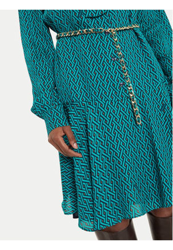 Fracomina Sukienka koszulowa FR24WD1003W731O9 Zielony Regular Fit. Kolor: zielony. Materiał: jedwab, wiskoza. Typ sukienki: koszulowe