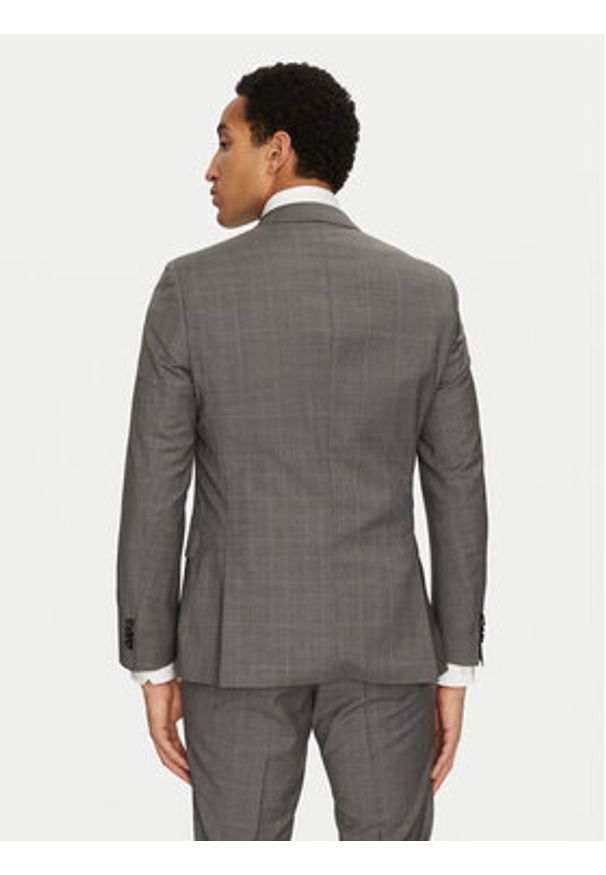 BOSS Garnitur H-Huge 50535023 Szary Slim Fit. Kolor: szary. Materiał: wełna
