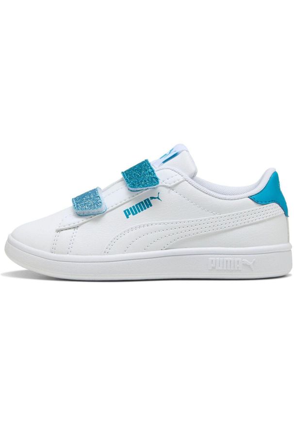 Adidasy Puma Smash 3.0 L Glitter Velcro V Ps Pum, Dzieci. Okazja: na uczelnię. Kolor: biały. Materiał: skóra ekologiczna, materiał. Sport: joga i pilates