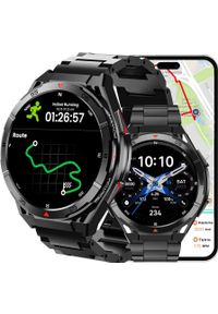 Rubicon - SMARTWATCH z GPS męski na bransolecie czarny. Rodzaj zegarka: smartwatch. Kolor: czarny