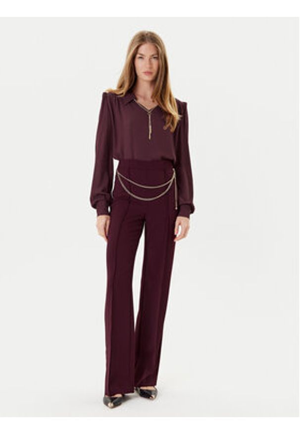 TwinSet - TWINSET Bluzka 252TP2291 Bordowy Loose Fit. Kolor: czerwony. Materiał: wiskoza