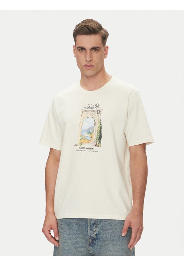Jack & Jones - Jack&Jones T-Shirt Hydra 12277248 Beżowy Relaxed Fit. Kolor: beżowy. Materiał: bawełna