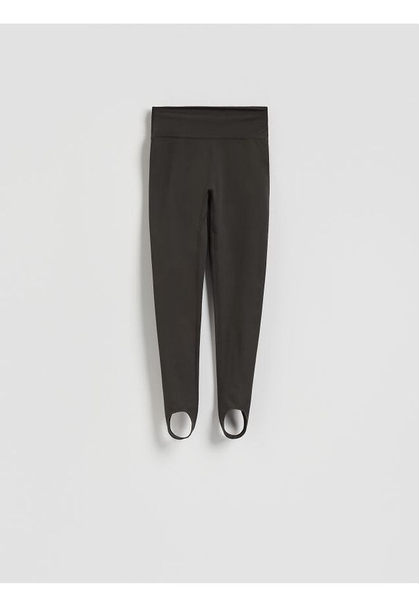 Reserved - Legginsy z zapiętkami - szary. Kolor: szary. Materiał: tkanina
