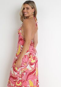Born2be - Różowa Sukienka Hyriope. Kolor: różowy. Materiał: wiskoza. Długość rękawa: bez rękawów. Wzór: nadruk. Sezon: lato. Długość: maxi #5