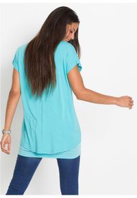 Długi shirt 2 w 1 bonprix morsko-biały. Kolor: niebieski. Długość: długie #4