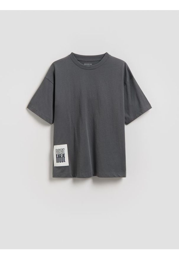 Reserved - Bawełniany t-shirt - ciemnoszary. Kolor: szary. Materiał: bawełna
