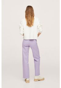 mango - Mango Spodnie damskie kolor fioletowy proste high waist. Okazja: na co dzień. Stan: podwyższony. Kolor: fioletowy. Materiał: włókno. Styl: casual #2