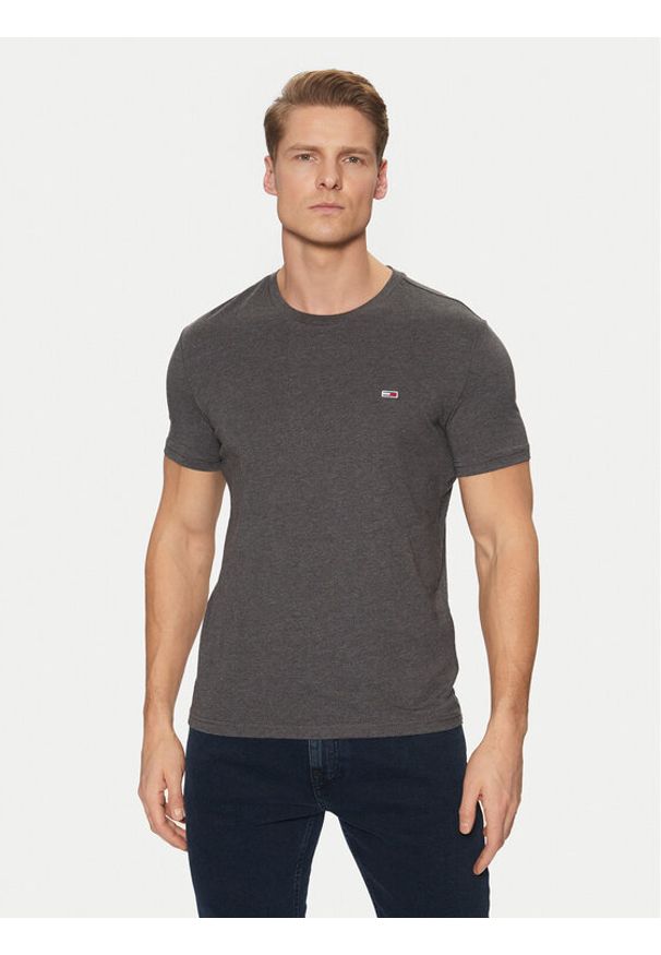 Tommy Jeans T-Shirt Jaspe DM0DM20363 Szary Slim Fit. Kolor: szary. Materiał: syntetyk, bawełna