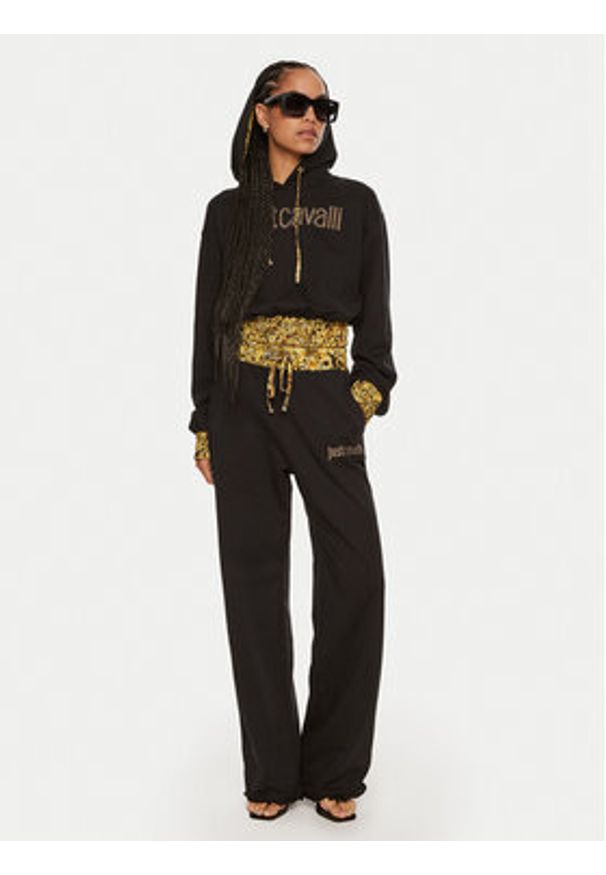 Just Cavalli Spodnie dresowe 77PAAE21 Czarny Regular Fit. Kolor: czarny. Materiał: bawełna