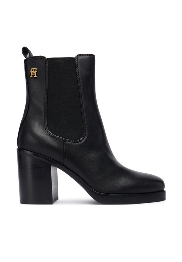 TOMMY HILFIGER - Tommy Hilfiger Botki Square Toe Chelsea High Block Hl FW0FW08844 Czarny. Kolor: czarny. Materiał: skóra
