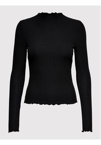 only - ONLY Bluzka Emma 15180040 Czarny Slim Fit. Kolor: czarny. Materiał: syntetyk, wiskoza