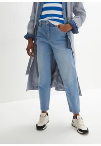 bonprix - Dżinsy Barrel, high waist, cropped. Stan: podwyższony. Kolor: niebieski #1
