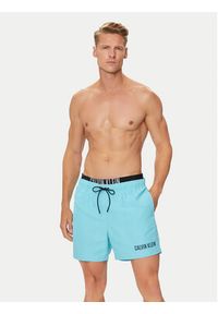 Calvin Klein Swimwear Szorty kąpielowe KM0KM00992 Niebieski Regular Fit. Kolor: niebieski. Materiał: syntetyk