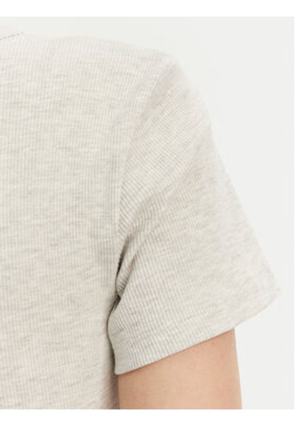 Pieces T-Shirt May 17154483 Szary Slim Fit. Kolor: szary. Materiał: bawełna