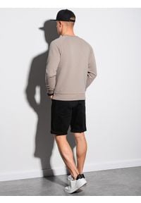 Ombre Clothing - Bluza męska bez kaptura B1156 - brązowa - XXL. Typ kołnierza: bez kaptura. Kolor: brązowy. Materiał: bawełna, dresówka, dzianina, jeans, poliester #3