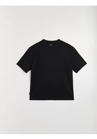 Sinsay - Bluza z krótkim rękawem z wiskozą - czarny. Kolor: czarny. Materiał: wiskoza. Długość rękawa: krótki rękaw. Długość: krótkie