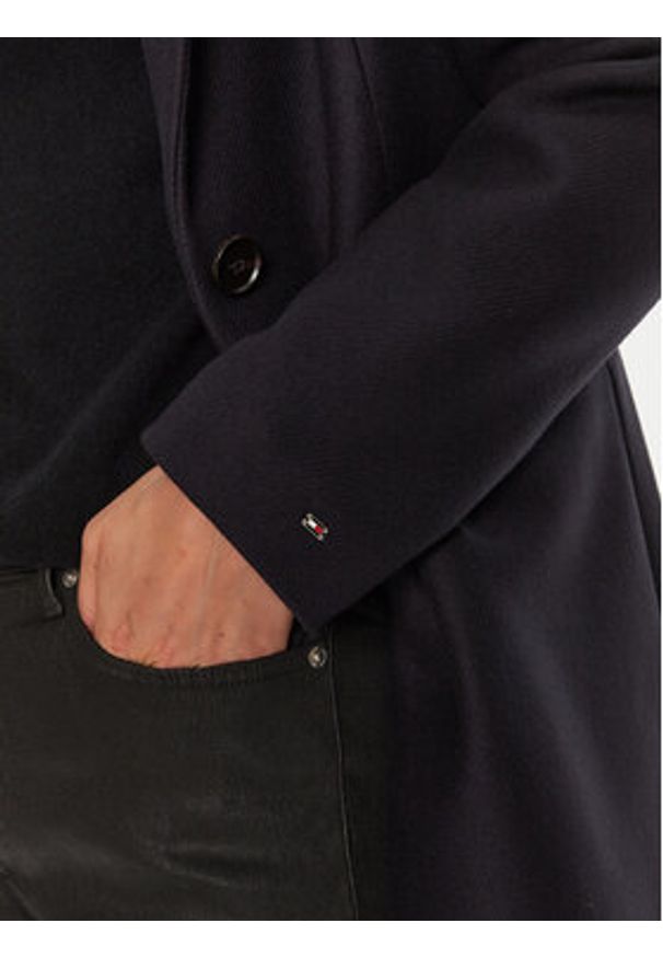 TOMMY HILFIGER - Tommy Hilfiger Płaszcz wełniany WW0WW42738 Granatowy Regular Fit. Kolor: niebieski. Materiał: wełna